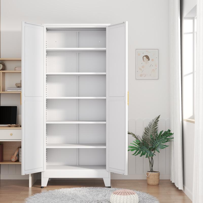 Kitchen Pantry Storage Cabinets with 2 Door and 5 Adjustable Shelves