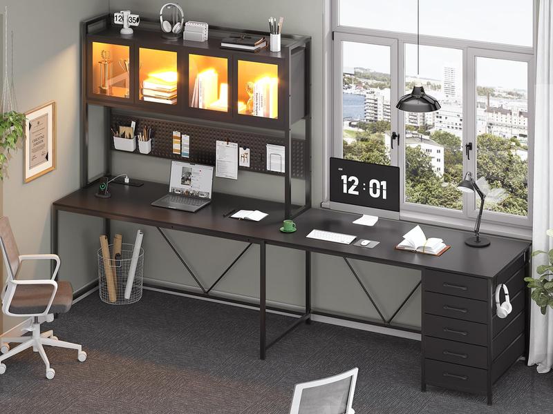 L Shaped Gaming Desk with Drawers