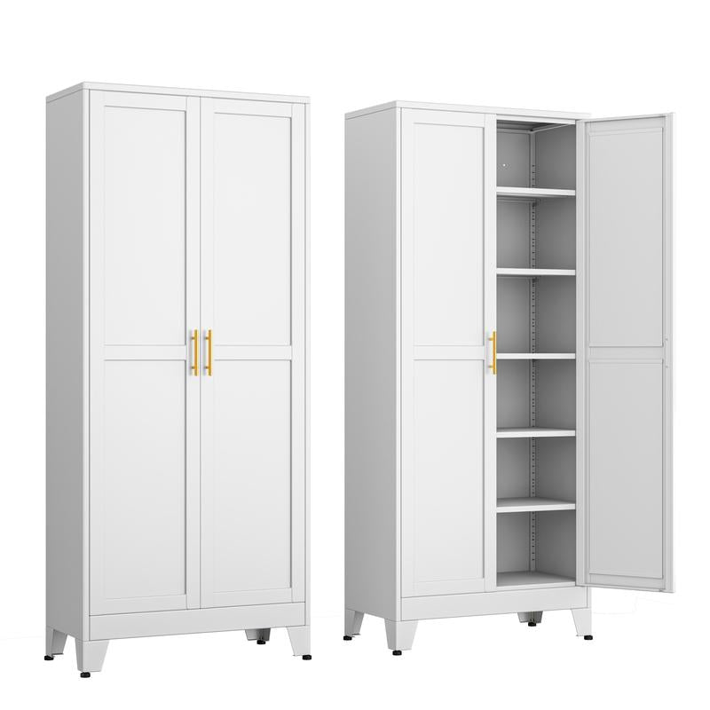 Kitchen Pantry Storage Cabinets with 2 Door and 5 Adjustable Shelves