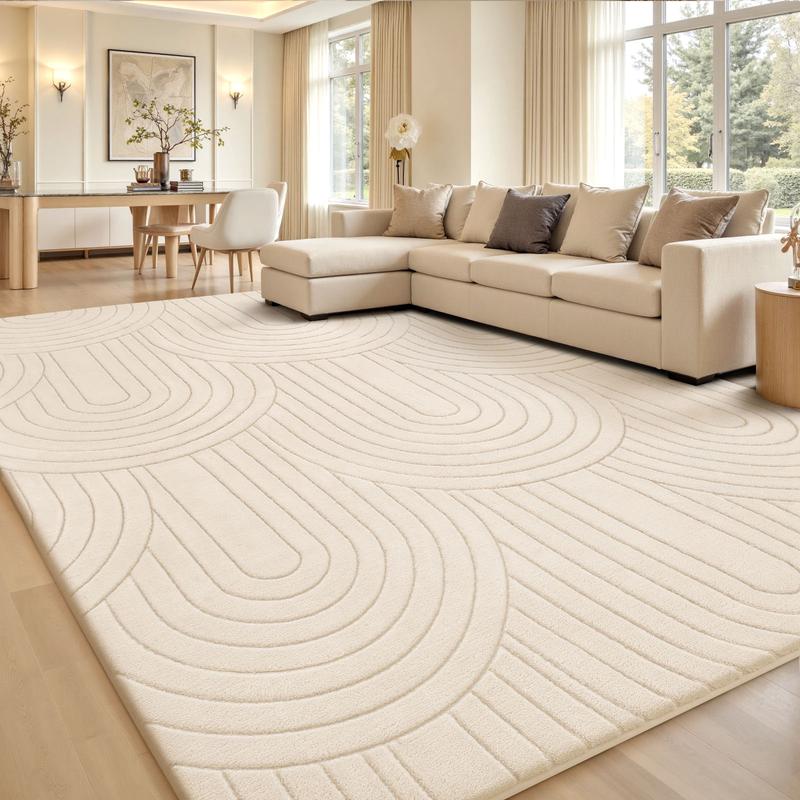 Pet Friendly Fluffy Area Rug, Soft Thick Modern Geometric Tree Ring Jacquard Carpet for Living Room Bedroom Dorm Kids Room summerwins
