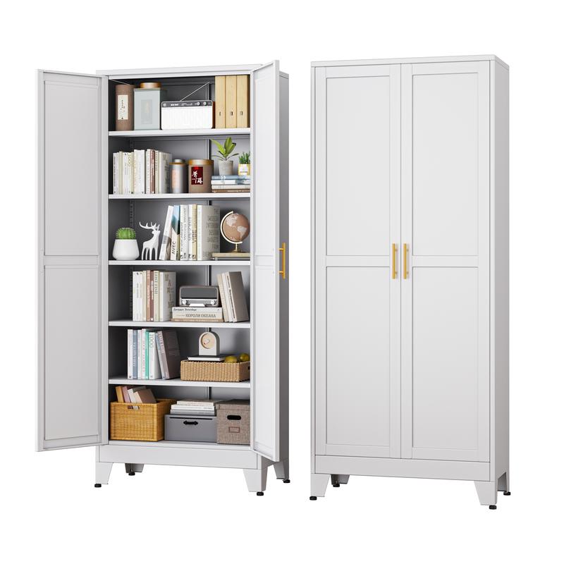 Kitchen Pantry Storage Cabinets with 2 Door and 5 Adjustable Shelves