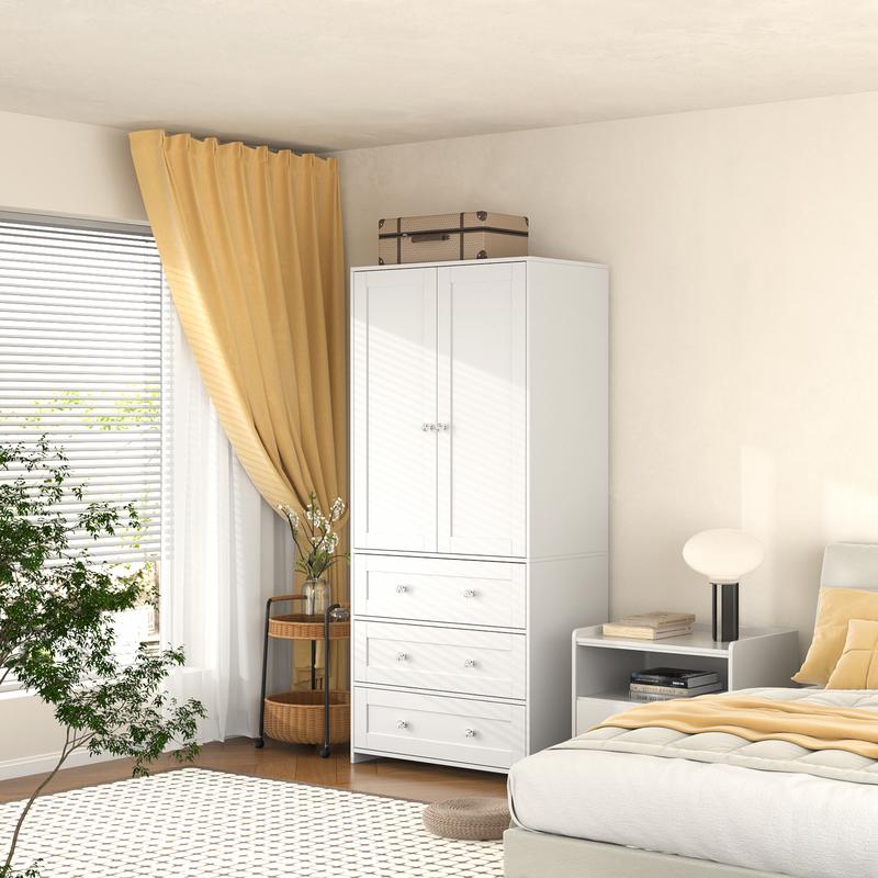 71" High Freestanding Wardrobe with 3 Drawers