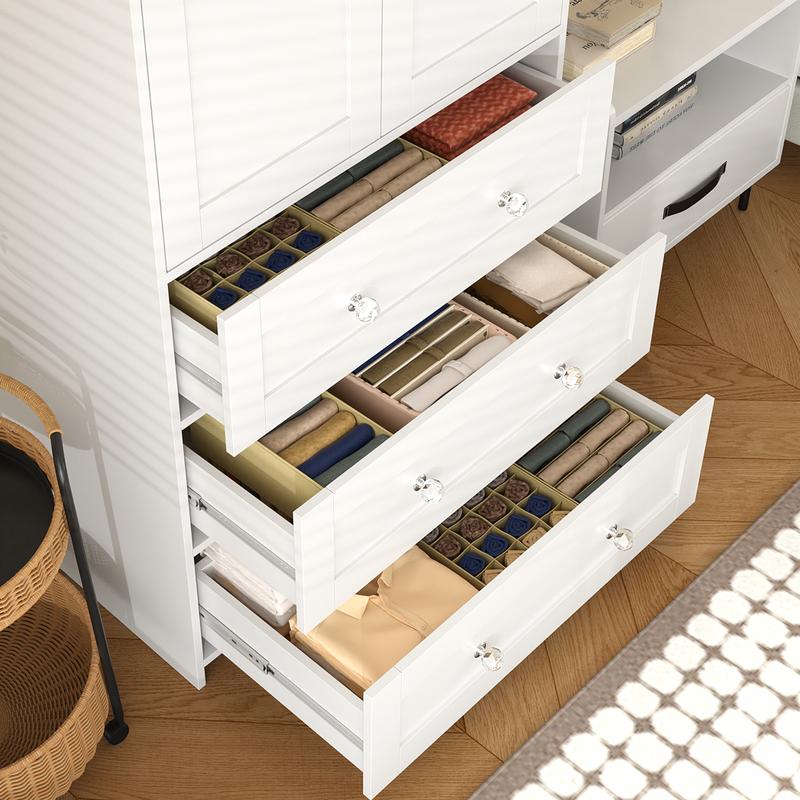 71" High Freestanding Wardrobe with 3 Drawers