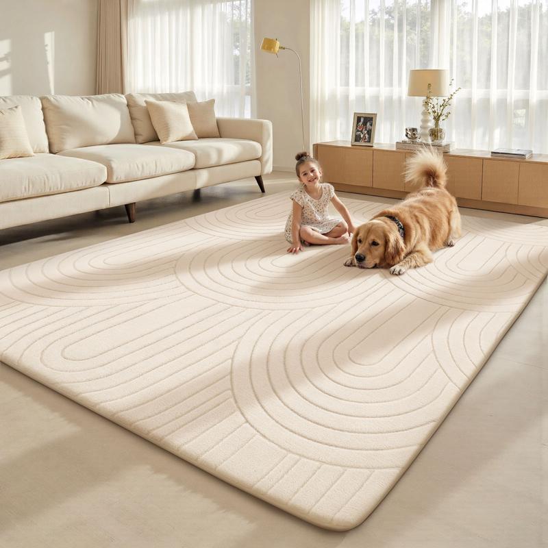 Pet Friendly Fluffy Area Rug, Soft Thick Modern Geometric Tree Ring Jacquard Carpet for Living Room Bedroom Dorm Kids Room summerwins