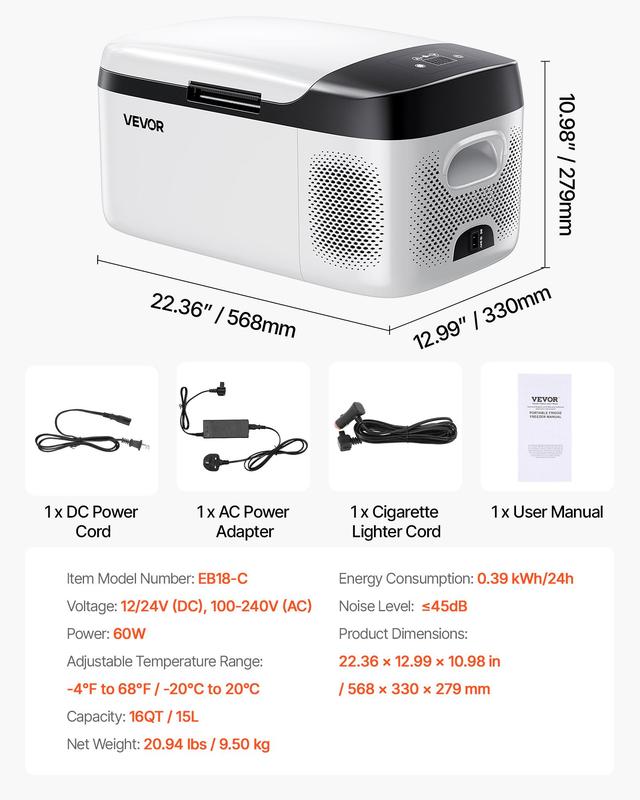 Portable Car Refrigerator Freezer – 16QT/15L Compact Cooling Solution