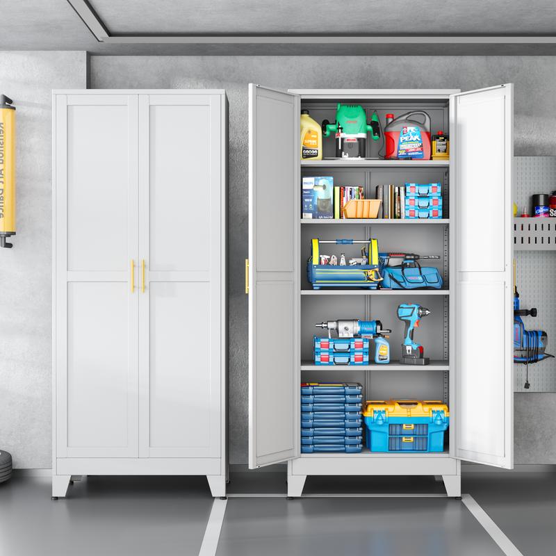 Kitchen Pantry Storage Cabinets with 2 Door and 5 Adjustable Shelves
