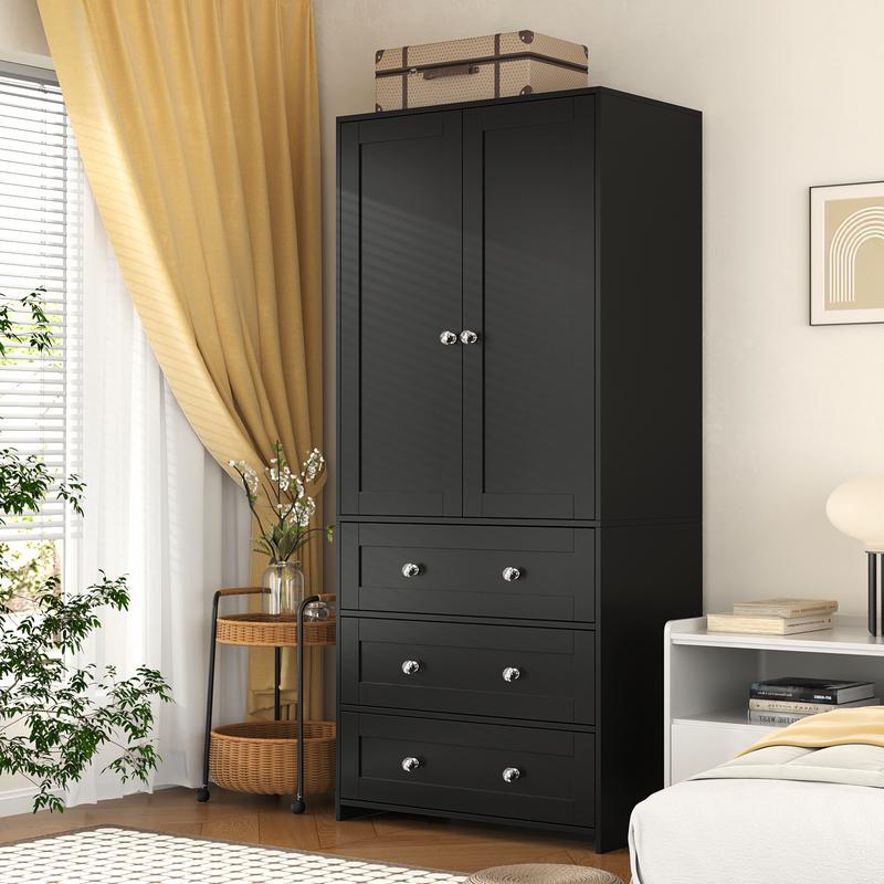 71" High Freestanding Wardrobe with 3 Drawers