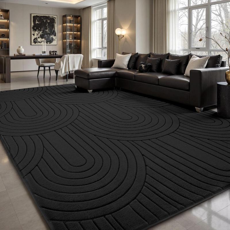 Pet Friendly Fluffy Area Rug, Soft Thick Modern Geometric Tree Ring Jacquard Carpet for Living Room Bedroom Dorm Kids Room summerwins