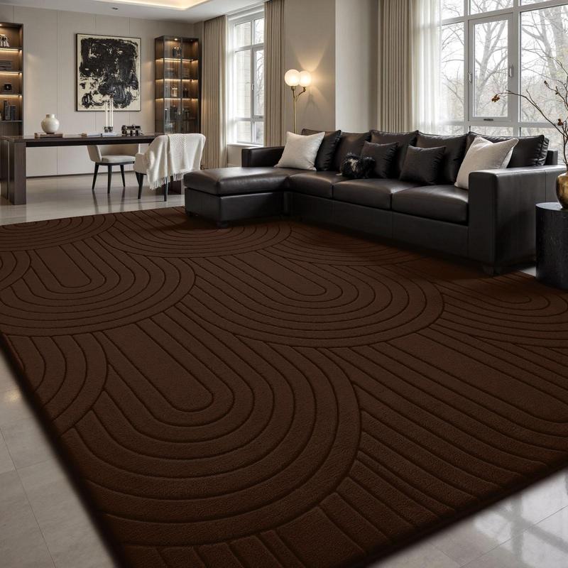 Pet Friendly Fluffy Area Rug, Soft Thick Modern Geometric Tree Ring Jacquard Carpet for Living Room Bedroom Dorm Kids Room summerwins