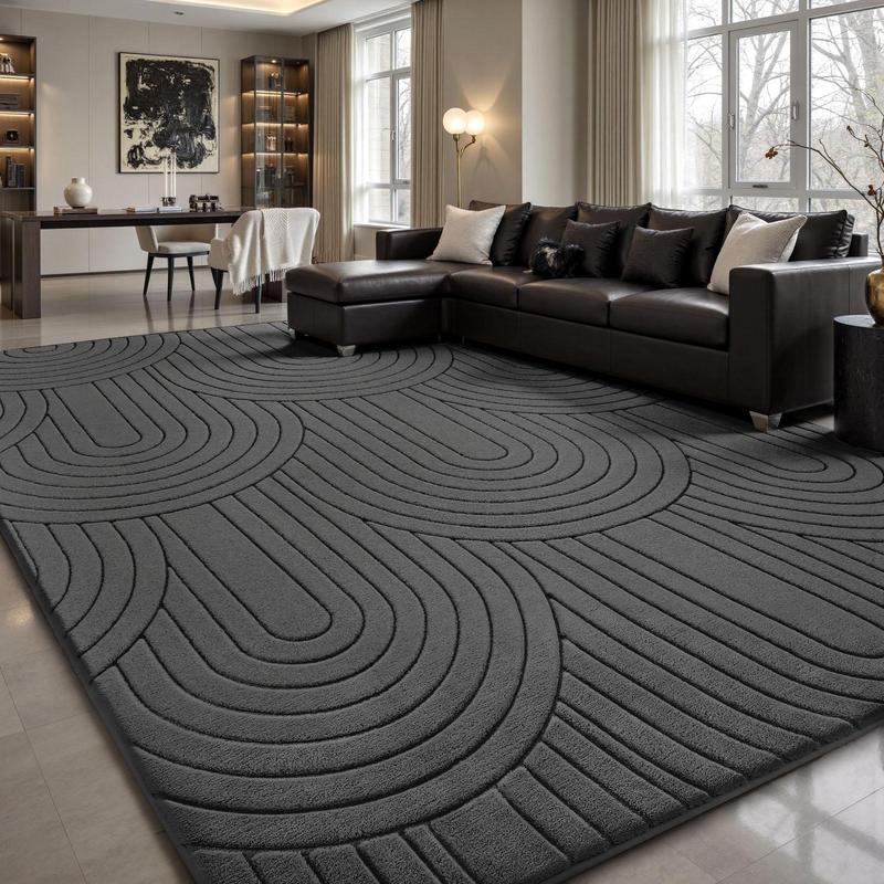 Pet Friendly Fluffy Area Rug, Soft Thick Modern Geometric Tree Ring Jacquard Carpet for Living Room Bedroom Dorm Kids Room summerwins