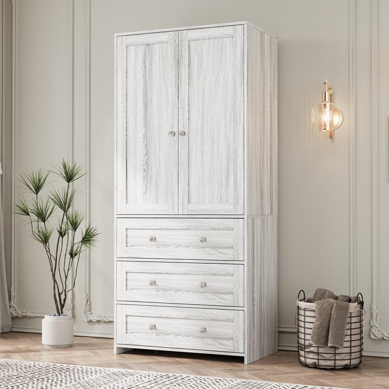 71" High Freestanding Wardrobe with 3 Drawers