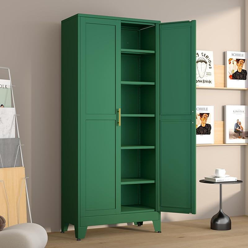 Kitchen Pantry Storage Cabinets with 2 Door and 5 Adjustable Shelves