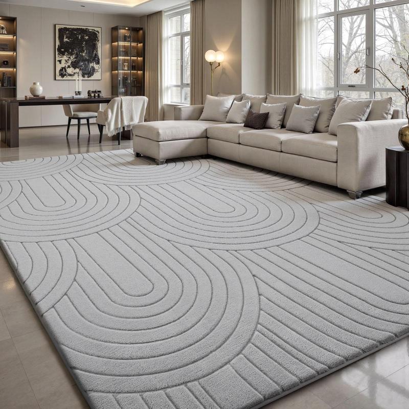 Pet Friendly Fluffy Area Rug, Soft Thick Modern Geometric Tree Ring Jacquard Carpet for Living Room Bedroom Dorm Kids Room summerwins