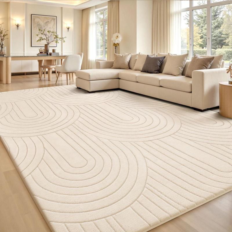 Pet Friendly Fluffy Area Rug, Soft Thick Modern Geometric Tree Ring Jacquard Carpet for Living Room Bedroom Dorm Kids Room summerwins