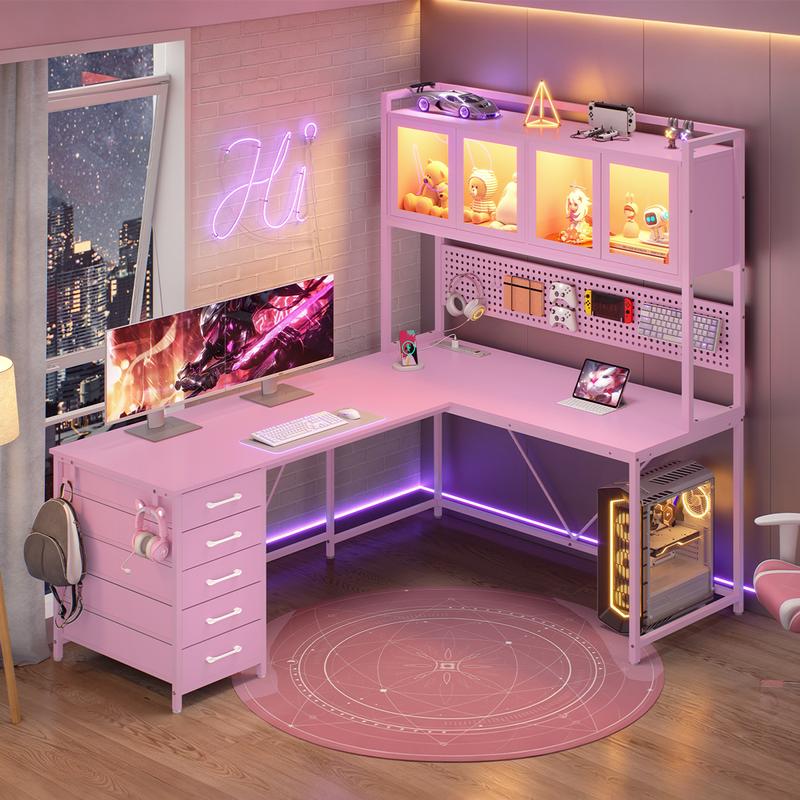 L Shaped Gaming Desk with Drawers