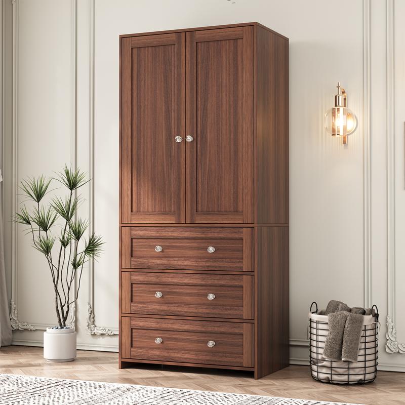 71" High Freestanding Wardrobe with 3 Drawers